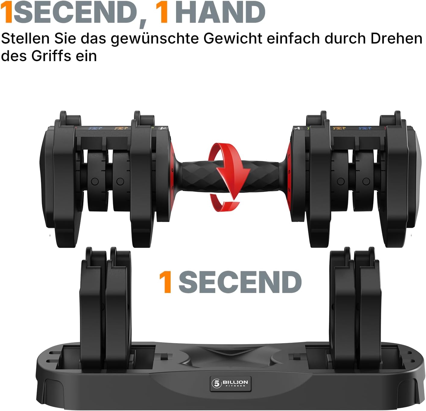 EnterSports Verstellbares Kurzhantel Set (10kg/22lb), 5-in-1 Hanteln Set Platzsparend mit rutschfestem Griff, Hanteltraining Gewichte für Homegym & Krafttraining, Profi Equipment für Herren & Damen