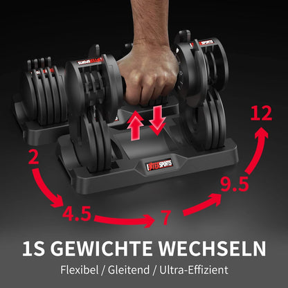 EnterSports 12kg/18kg/27kg Verstellbare Hanteln Einstellbare Platzsparende Hantel, Hanteln Verstellbar mit rutschfestem Griff, Gut für Zuhause, Büro, Fitnessstudio, Körpertraining