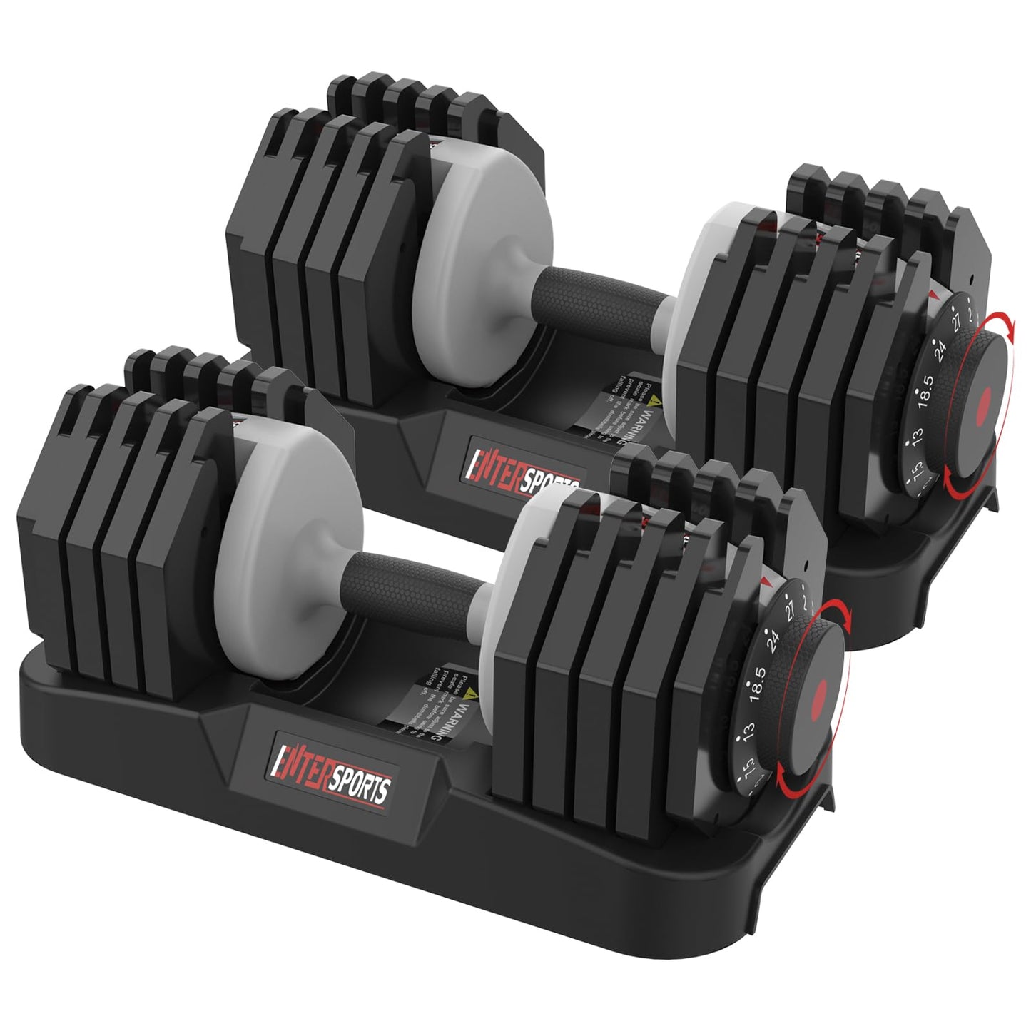 EnterSports 12kg/18kg/27kg Verstellbare Hanteln Einstellbare Platzsparende Hantel, Hanteln Verstellbar mit rutschfestem Griff, Gut für Zuhause, Büro, Fitnessstudio, Körpertraining