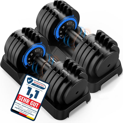 DH FitLife 25kg verstellbare Hanteln 4 bis 25 KG mit 10 Gewichtsstufen, Kurzhanteln Hanteln Set mit Hantelscheiben, Variable Gewichte 10 in 1