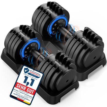 DH FitLife 25kg verstellbare Hanteln 4 bis 25 KG mit 10 Gewichtsstufen, Kurzhanteln Hanteln Set mit Hantelscheiben, Variable Gewichte 10 in 1