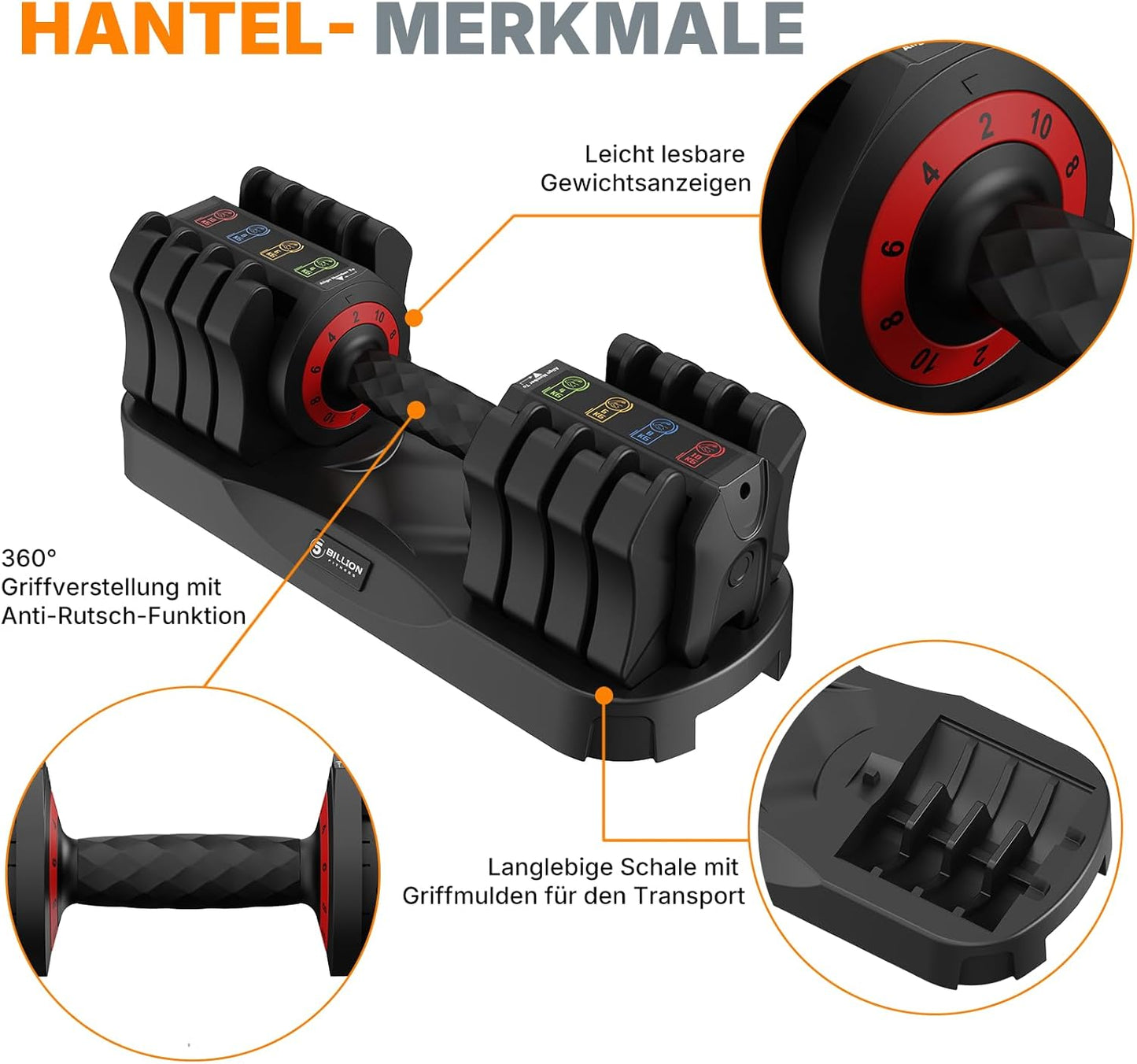 EnterSports Verstellbares Kurzhantel Set (10kg/22lb), 5-in-1 Hanteln Set Platzsparend mit rutschfestem Griff, Hanteltraining Gewichte für Homegym & Krafttraining, Profi Equipment für Herren & Damen