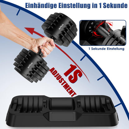 DH FitLife 25kg verstellbare Hanteln 4 bis 25 KG mit 10 Gewichtsstufen, Kurzhanteln Hanteln Set mit Hantelscheiben, Variable Gewichte 10 in 1