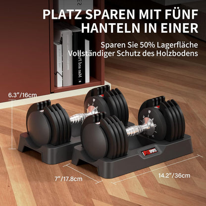EnterSports 12kg/18kg/27kg Verstellbare Hanteln Einstellbare Platzsparende Hantel, Hanteln Verstellbar mit rutschfestem Griff, Gut für Zuhause, Büro, Fitnessstudio, Körpertraining