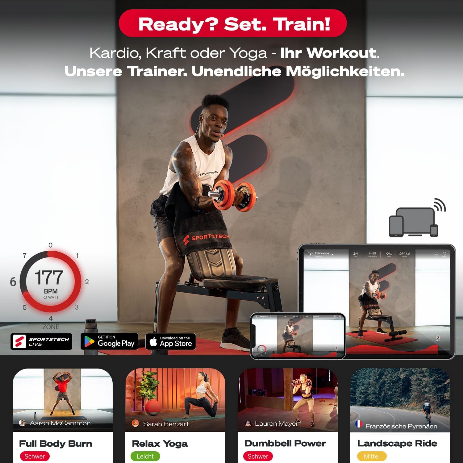 Sportstech 2in1 Hantelset mit Silikonüberzug, Deutsche Qualitätsmarke, Kurzhanteln & Langhantel in einem, Hanteln mit 20kg/30kg aus Gusseisen, effektives Fitness Krafttraining, AH300, Vergleichssieger