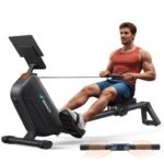 MERACH Rudergerät für Zuhause Klappbar, Automatische Widerstandseinstellun, Verbesserte 130cm Führungsschienen Sorgen für Mehr Bewegungsfreiheit, Leises Rudermaschine mit Exklusiver APP(R15B1)