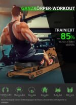 Neezee Wasser Rudergerät für Zuhause, Rudergerät Holz Klappbar, Rudermaschine mit Bluetooth Anzeige und Tablet-Halterung, Max 200kg Belastbar, Kompatibel mit Kinomap APP – Bild 3