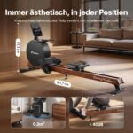 MERACH Rudergerät für Zuhause, Eigenerzeugung, Verbesserter Magnetischer Spitzenwiderstand von 60 kg, Automatische Widerstandsanpassung, Doppelte Holzschienen, LED-Anzeige, Professionelles (R21) – Bild 6