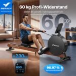 MERACH Rudergerät für Zuhause, Eigenerzeugung, Verbesserter Magnetischer Spitzenwiderstand von 60 kg, Automatische Widerstandsanpassung, Doppelte Holzschienen, LED-Anzeige, Professionelles (R21) – Bild 12