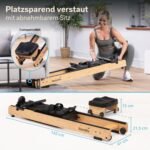 Skandika Rudergerät Rovek | Rudermaschine Holz, Rudergerät für Zuhause klappbar, Magnetwiderstand mit 32 Stufen, Kinomap App kompatibel, aufstellbar, bis 195 cm (Hellbraun) – Bild 4