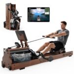 JOROTO Rudergerät für Zuhause, Holz Wasser Rudergerät Klappbar | Bluetooth-Verbindung zur Kinomap-App | Maximale Gewichtskapazität 150 kg | 16L Wassertank | 98% vorinstalliert