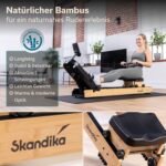 Skandika Rudergerät Rovek | Rudermaschine Holz, Rudergerät für Zuhause klappbar, Magnetwiderstand mit 32 Stufen, Kinomap App kompatibel, aufstellbar, bis 195 cm (Hellbraun) – Bild 9