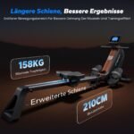 MERACH Rudergerät für Zuhause Klappbar, Automatische Widerstandseinstellun, Verbesserte 130cm Führungsschienen Sorgen für Mehr Bewegungsfreiheit, Leises Rudermaschine mit Exklusiver APP(R15B1) – Bild 4