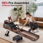 JOROTO Rudergerät für Zuhause, Holz Wasser Rudergerät Klappbar | Bluetooth-Verbindung zur Kinomap-App | Maximale Gewichtskapazität 150 kg | 16L Wassertank | 98% vorinstalliert – Bild 3