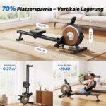 MERACH Magnetisches Rudergerät für Zuhause, Bluetooth Rudergeräte mit 16 Widerstandsstufen, Upgrade auf Doppel-Slide-Rails, Maximale Belastbarkeit von 158 KG, Vertikale Aufbewahrung, Platzersparnis – Bild 6