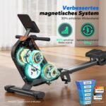 MERACH Rudergerät für Zuhause Klappbar, Aufgerüstetes Selbstversorgendes, Leises Magnet Rudermaschine, Verbesserte & Verlängerte Führungsschienen Sorgen für Mehr Bewegungsfreiheit(R15B4) – Bild 5