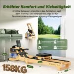 MERACH Wasser-Rudergerät aus Rot-Eichenholz mit 12 Blättern für Gleichmäßige Belastung, Kann den Widerstand um 40% Erhöhen, Exklusive App mit Interaktivem Flusskarten-Gaming(R23 Roteiche) – Bild 10