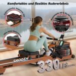 [2026 Testversion] Wenoker Wasser Rudergerät für zuhause Holz Klappbar, Komfortabler Sitz, Bluetooth Display, Doppel-Slide-Rails, Max 150kg Belastbar – Bild 5