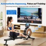 MERACH Magnetisches Rudergerät für Zuhause, Bluetooth Rudergeräte mit 16 Widerstandsstufen, Upgrade auf Doppel-Slide-Rails, Maximale Belastbarkeit von 158 KG, Vertikale Aufbewahrung, Platzersparnis – Bild 11